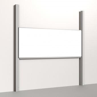 Pylonentafel, 250x100 cm, 1-flächig, höhenverstellbar, Stahlemaille weiß 